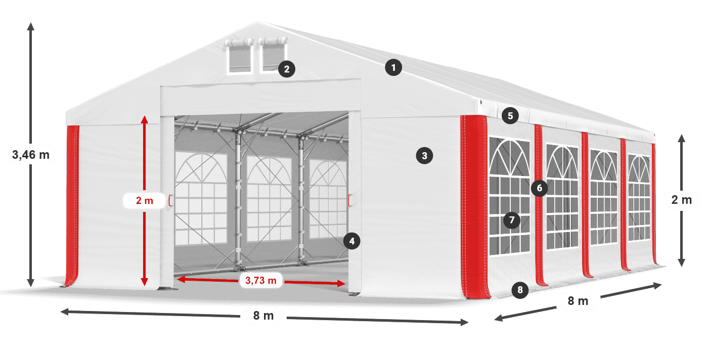 Dach: MS 580 PVC Ściany: FR 620 PVC 2m legenda