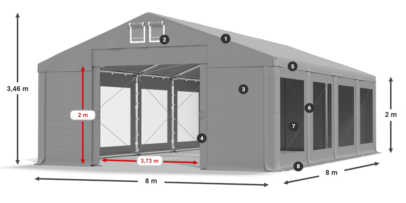 Dach: MS 580 PVC Ściany: MS 580 PVC 2m legenda