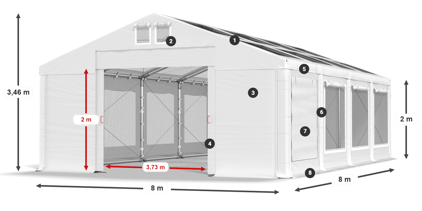Dach: MS T 580 PVC Ściany: SDM  500 PVC 2m legenda