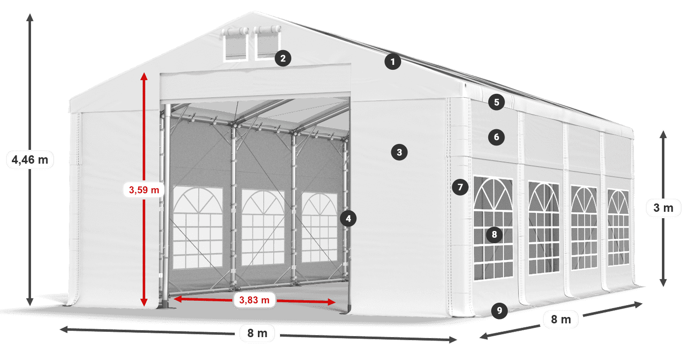 Dach: MS T 580 PVC Ściany: SD I 500 PVC 3m legenda
