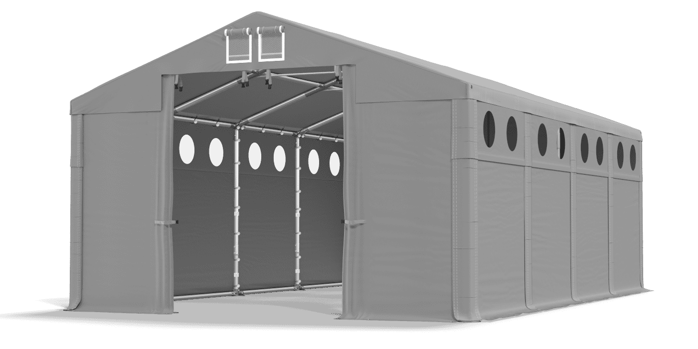 Namiot przemysłowy z oknami doświetlającymi