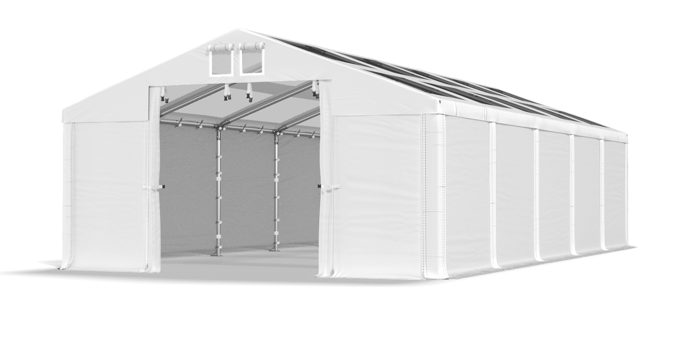 Biały namiot magazynowy bez okien