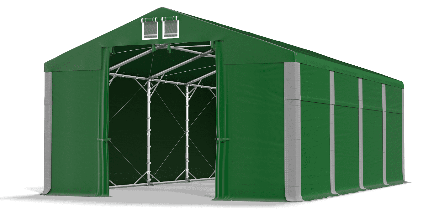 Zielony namiot magazynowy