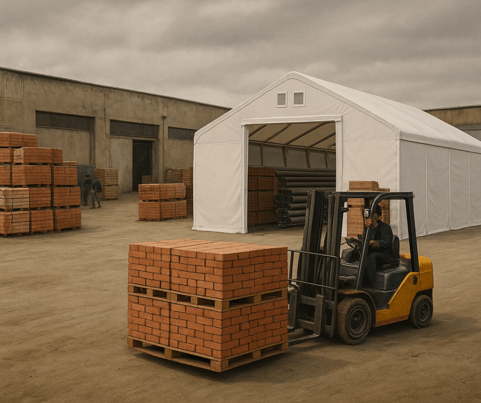 Namiot magazynowy w branży budowlanej