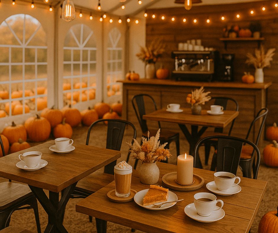 Strefa gastronomiczna w namiocie cateringowym