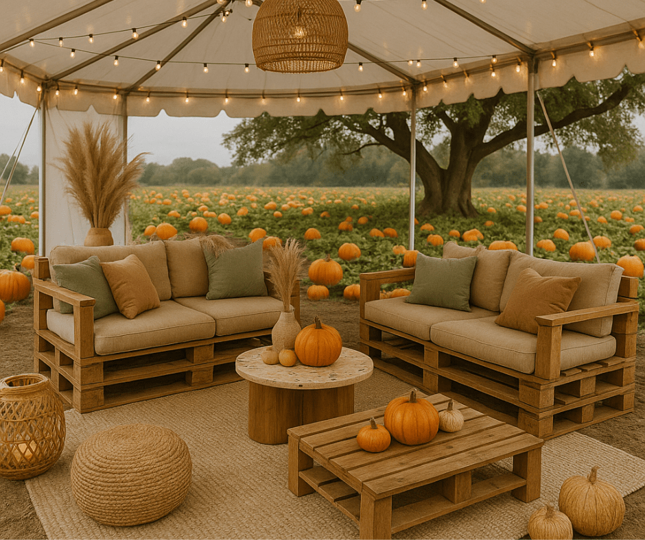 Strefa relaksu w namiocie ogrodowym