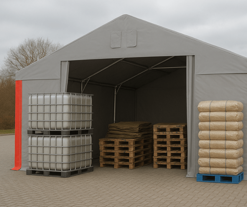 Magazyn w namiocie przemysłowym