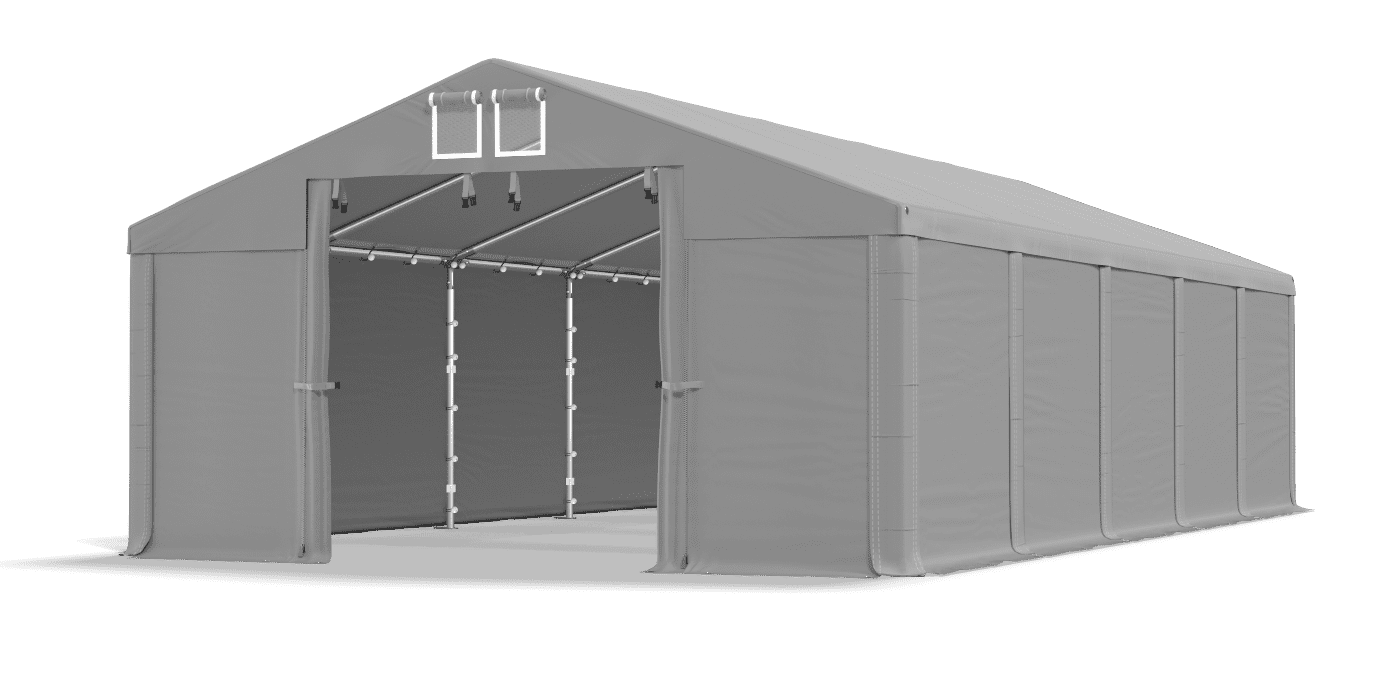 Szary namiot magazynowy bez okien