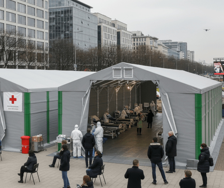 Namioty magazynowe wykorzystywane w celach sanitarnych