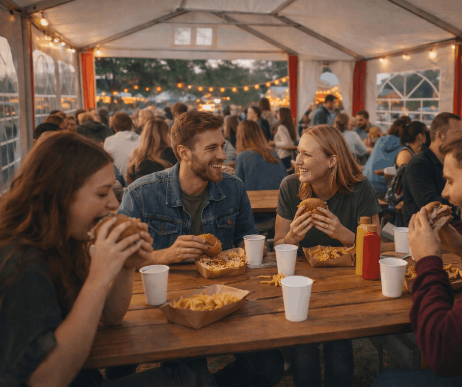 Duży namiot gastronomiczny pod strefę konsumpcji