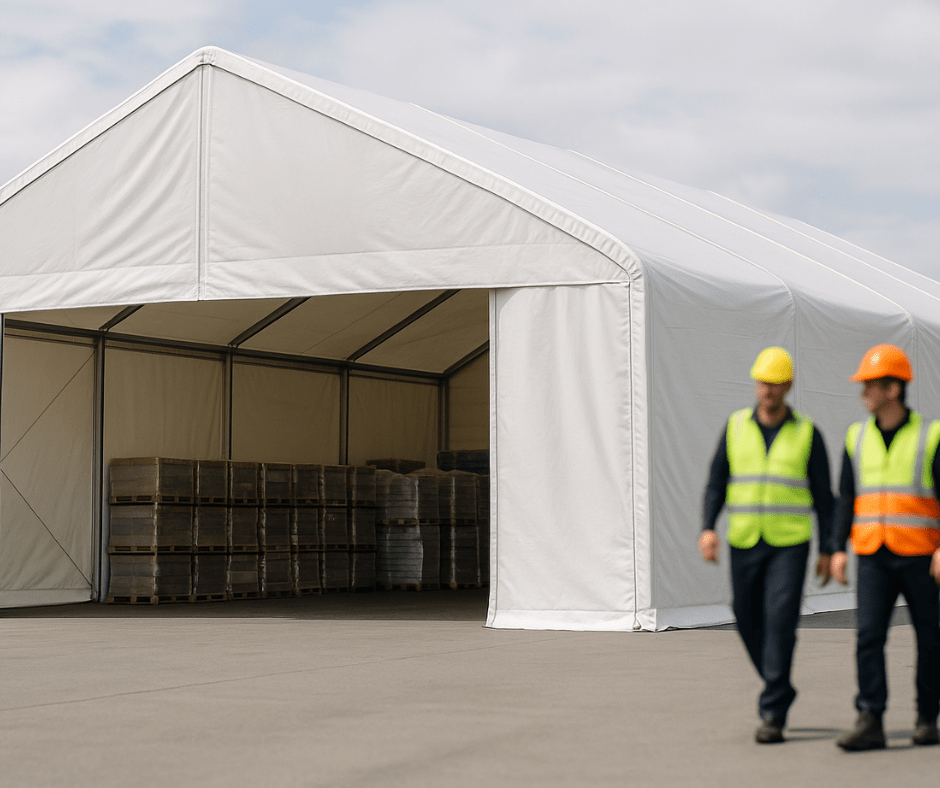 Ognioodporny namiot magazynowy