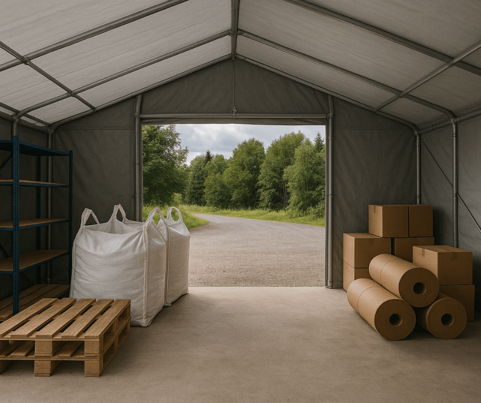 Namiot magazynowy na całorocznej konstrukcji