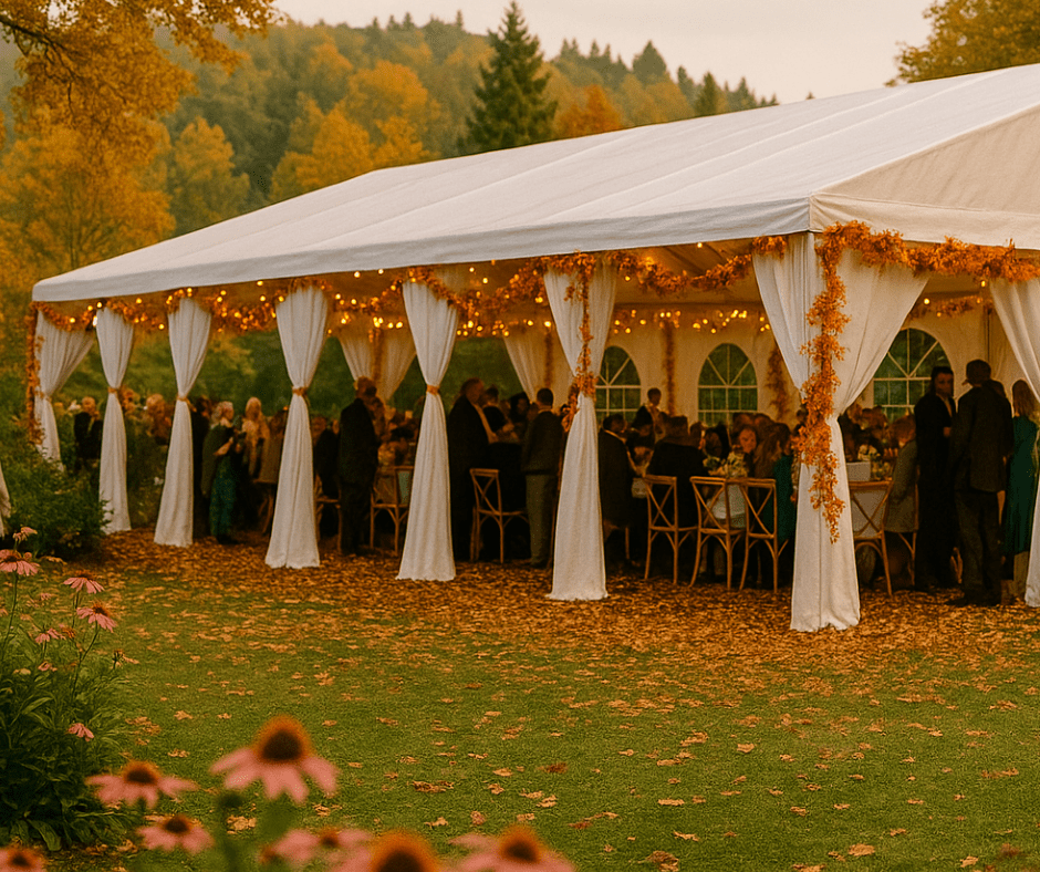 Jesienne przyjęcie w namiocie imprezowym. Pomysły i inspiracje