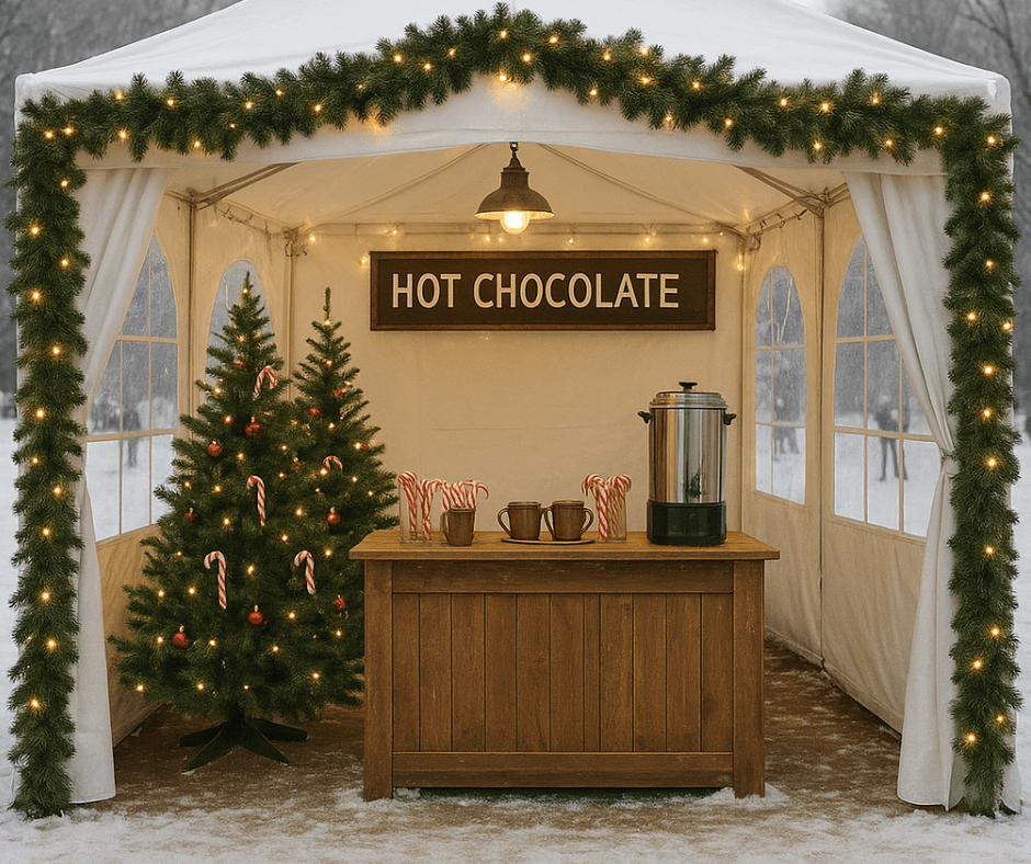 Mobilny namiot cateringowy przy lodowisku