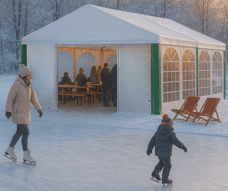 Mobilny bar w namiocie cateringowym przy lodowisku