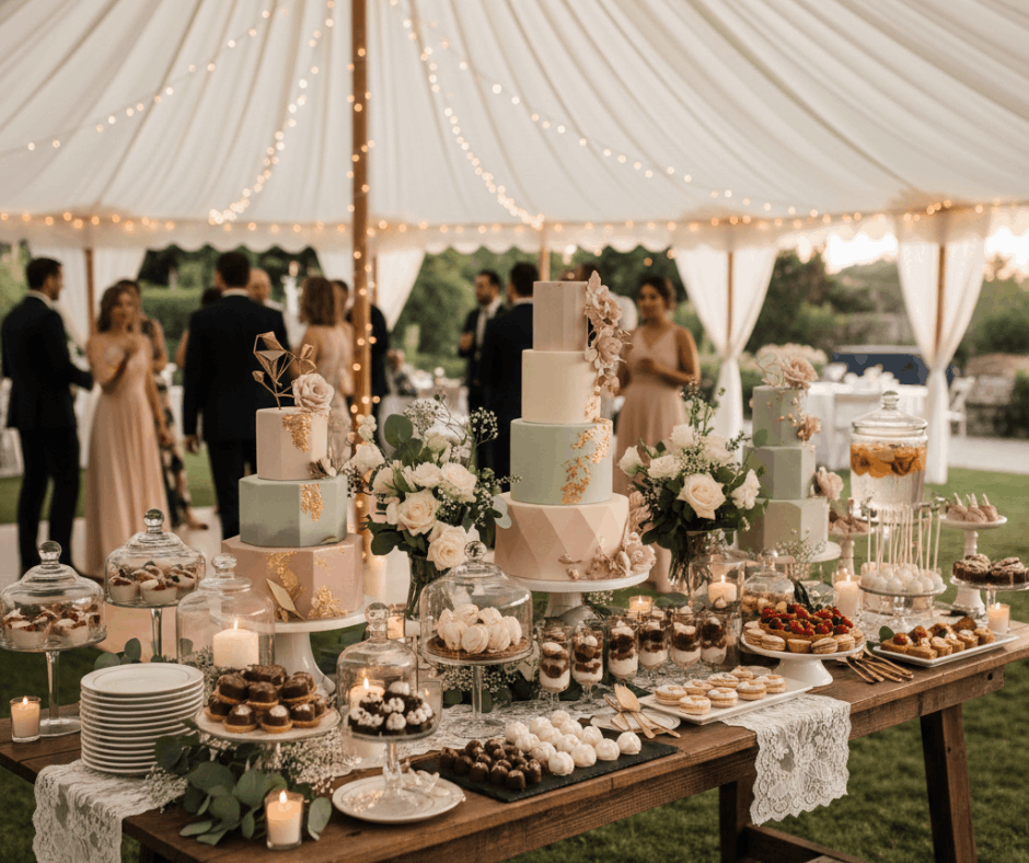 Słodki stół na wesele plenerowe