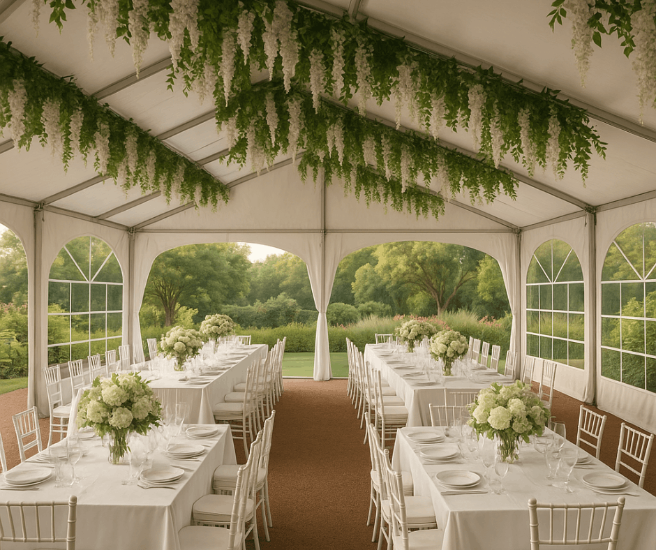Ułożenie stołów w namiocie imprezowym
