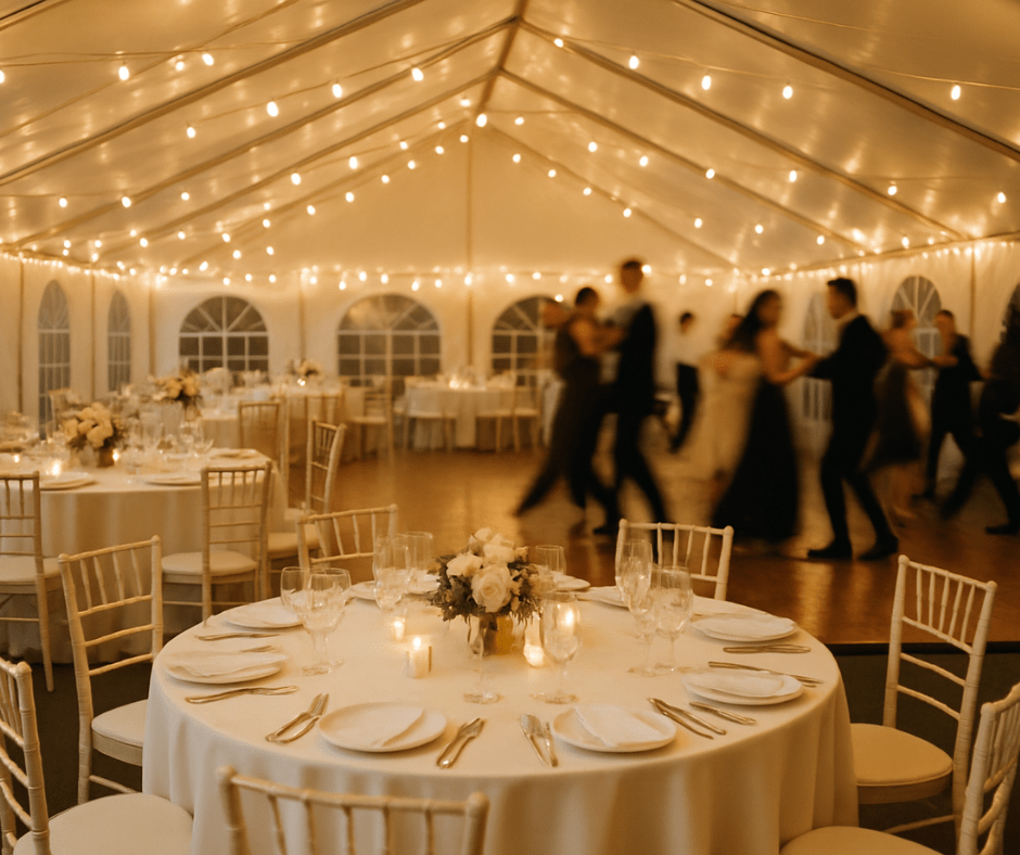 Parkiet taneczny w namiocie imprezowym