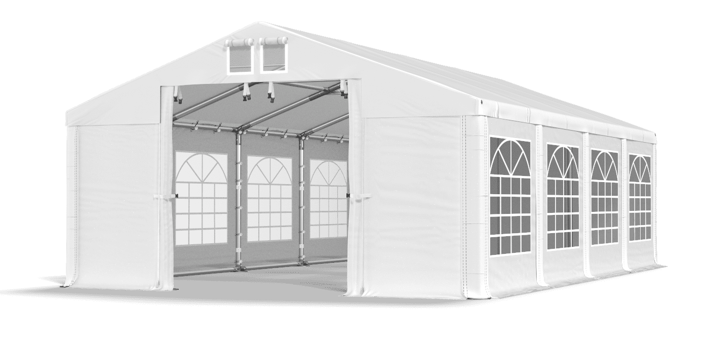 Namiot imprezowy z oknami witrażowymi