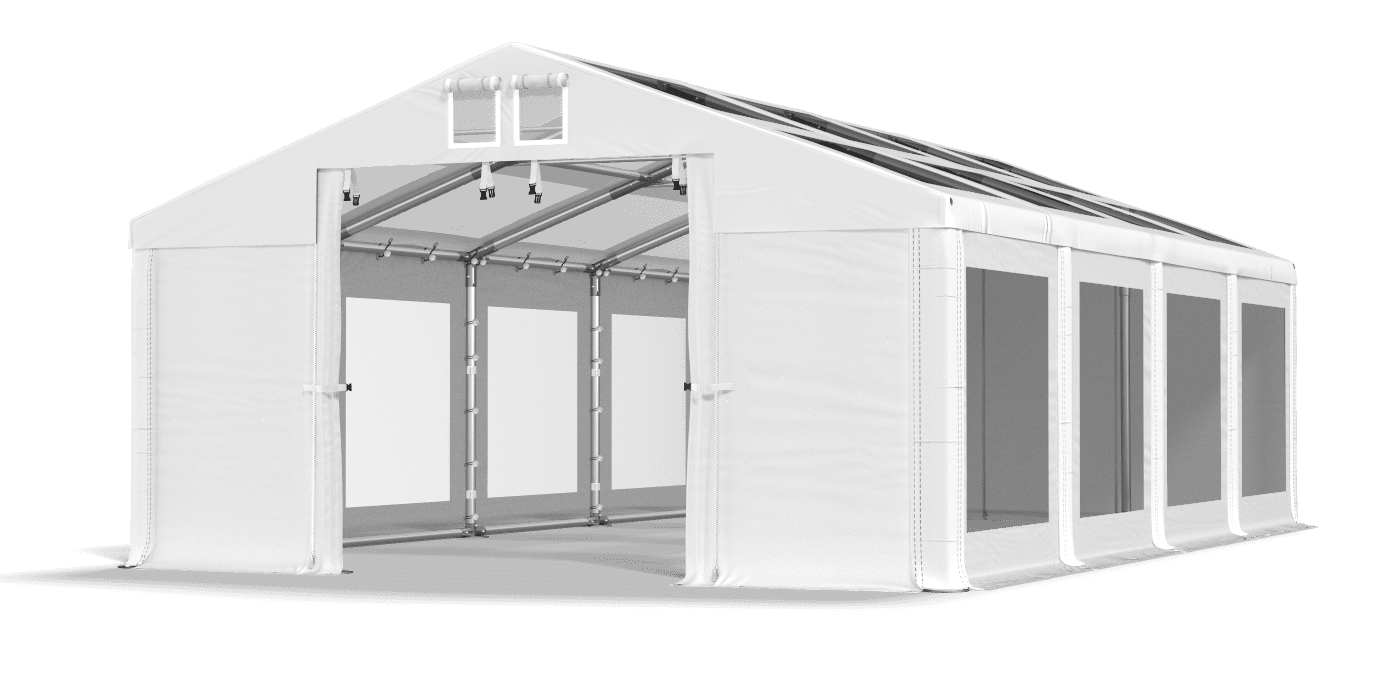 Namiot z transparentnym dachem i bokami