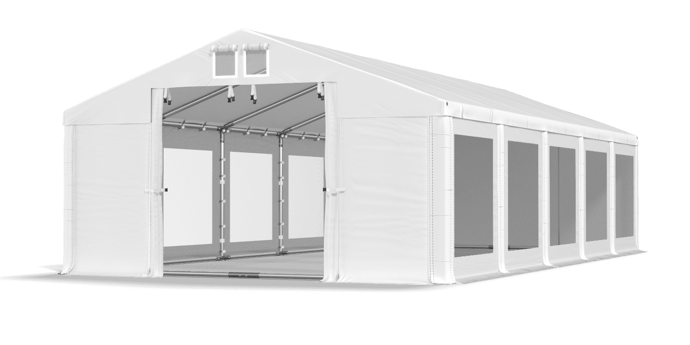 Duży namiot z transparentnymi bokami