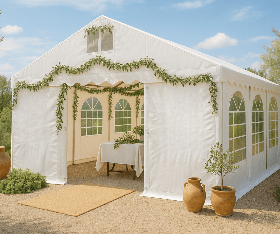 Namiot imprezowy w klimacie śródziemnomorskim