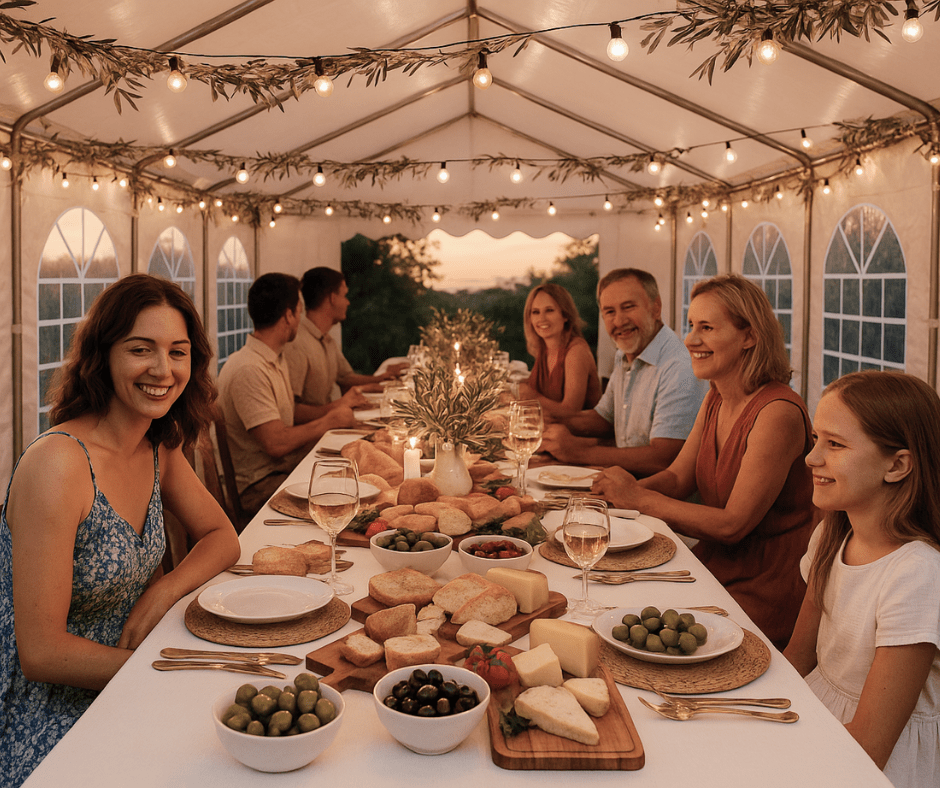 Rodzinne przyjęcie w namiocie imprezowym