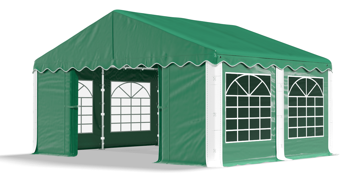 Zielony namiot handlowy