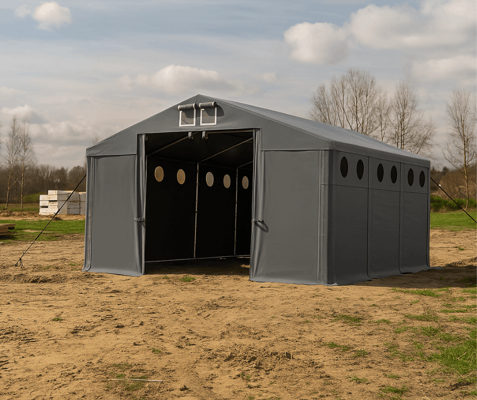 Wiosenny rozruch na budowie. Namioty magazynowe pomagają firmom budowlanym