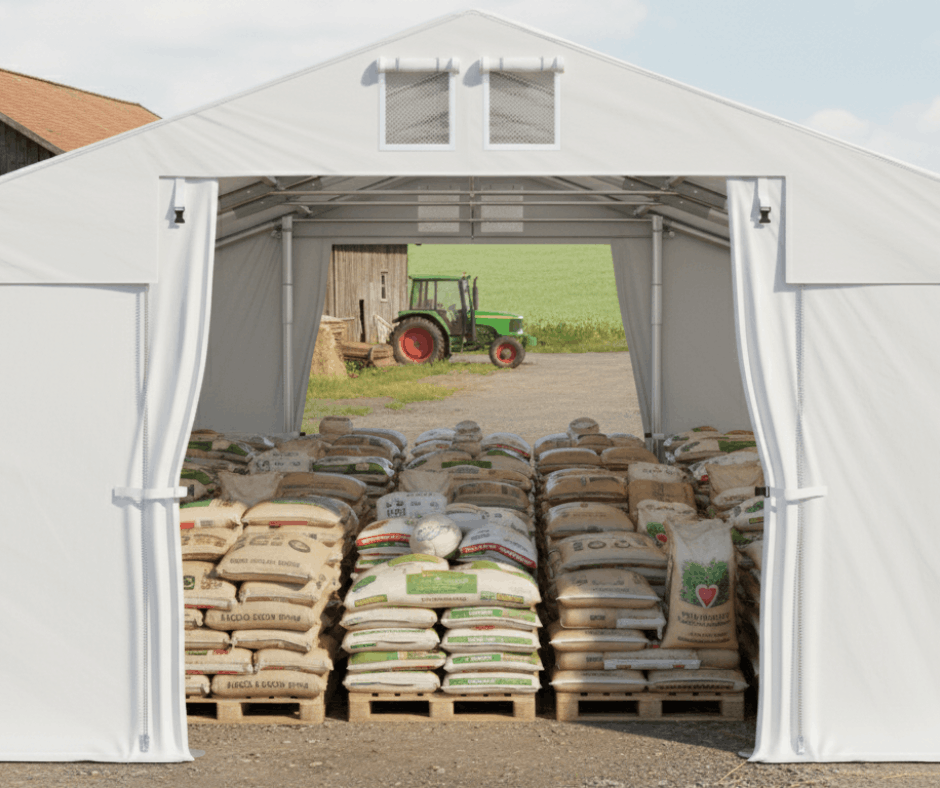 Namiot magazynowy do przechowywania nawozów i podłoży
