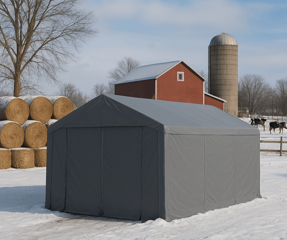 Namiot magazynowy z pełną, wodoodporną plandeką