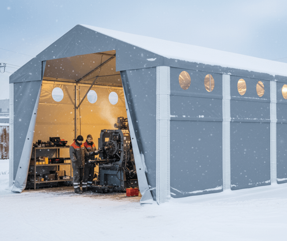 Zimowe wyzwania. Jak mobilne namioty przemysłowe wspierają biznes?