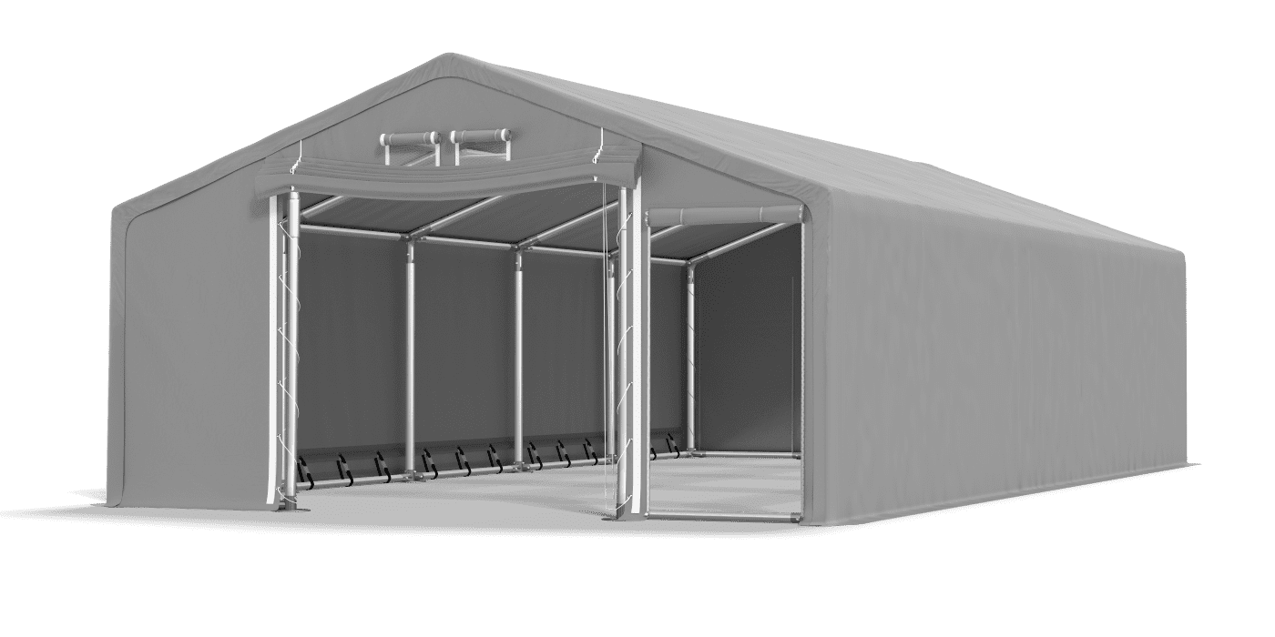 Biały namiot z transparentnym dachem
